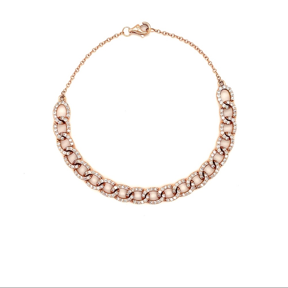 14k Rose Gold Curb Diamond Bracelet